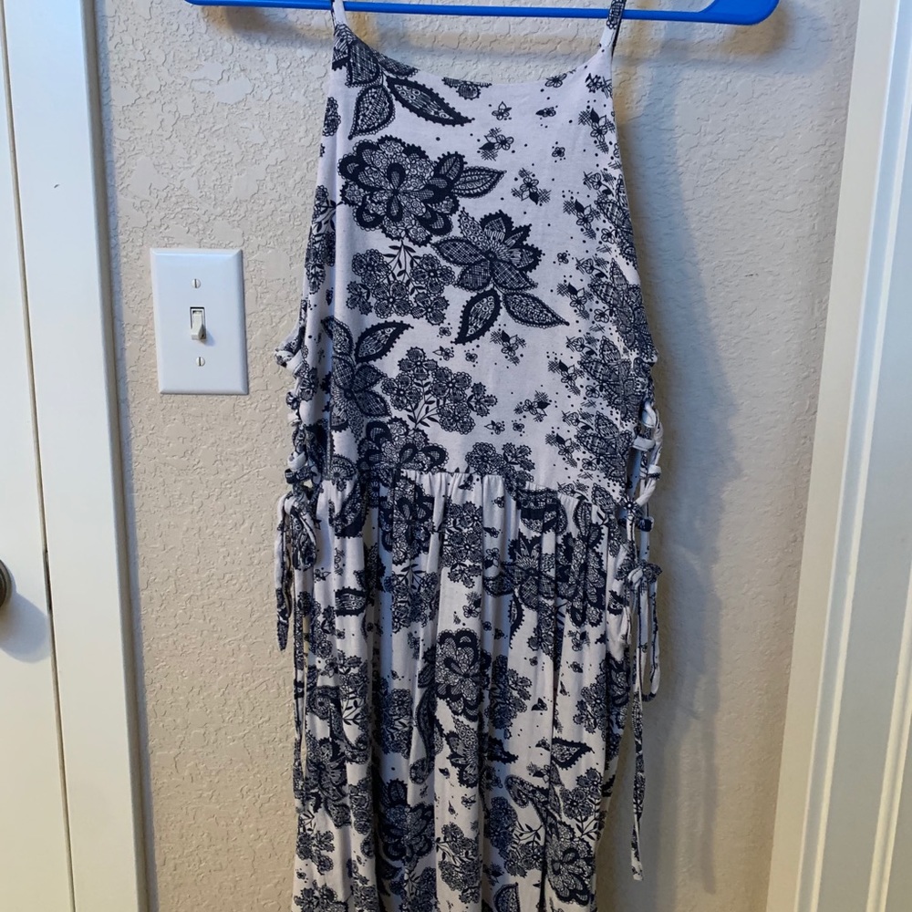 Tank Top Open Side White Floral Dress